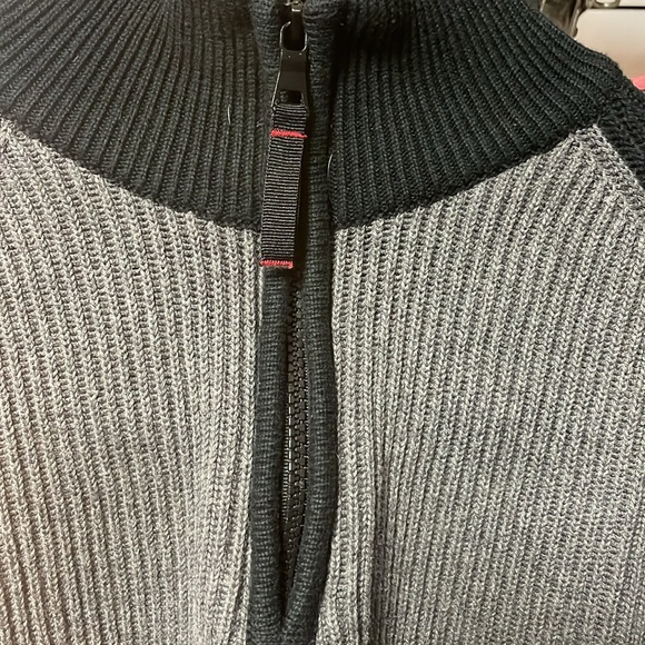 Black and gray. Quarter zip sweater size large. - Picture 3 of 6